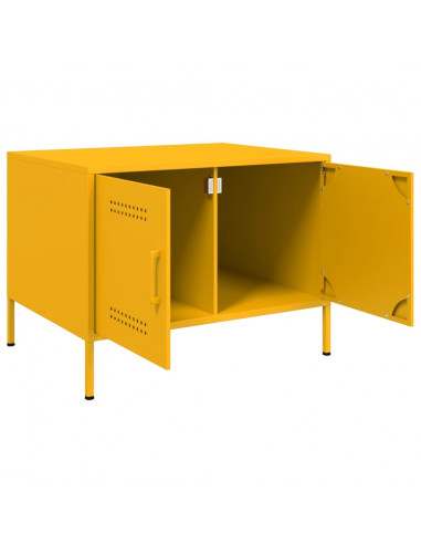 Tavolino Giallo Senape 68x50x50,5 cm Acciaio Laminato a Freddo