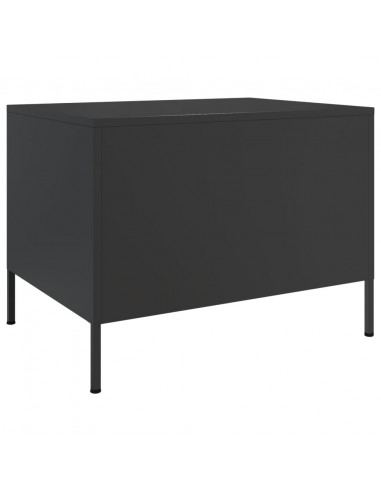 Tavolino Nero 68x50x50,5 cm in Acciaio Laminato a Freddo