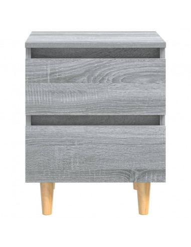 Comodini Gambe in Legno Massello 2 pz Grigio Sonoma 40x30x50 cm