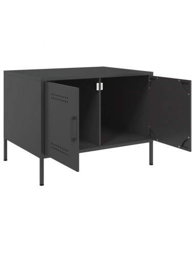 Tavolino Nero 68x50x50,5 cm in Acciaio Laminato a Freddo