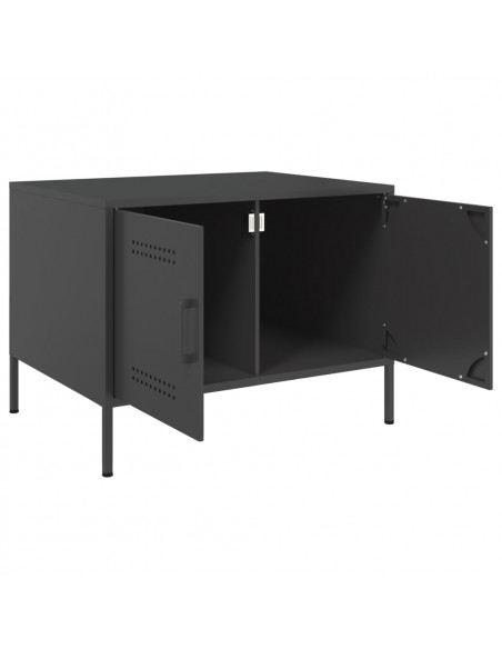 Tavolino Nero 68x50x50,5 cm in Acciaio Laminato a Freddo