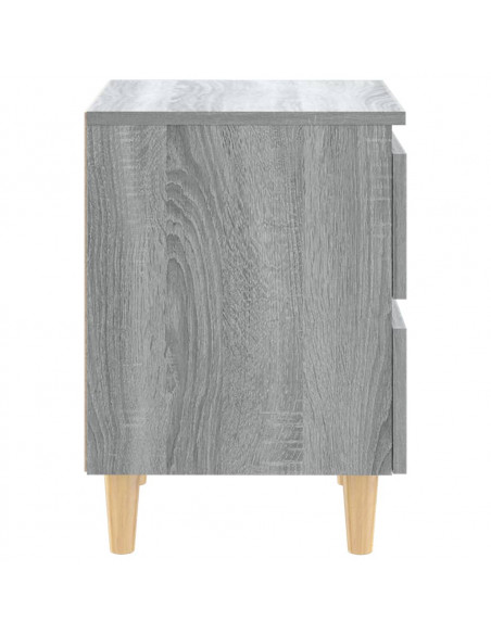Comodini Gambe in Legno Massello 2 pz Grigio Sonoma 40x30x50 cm
