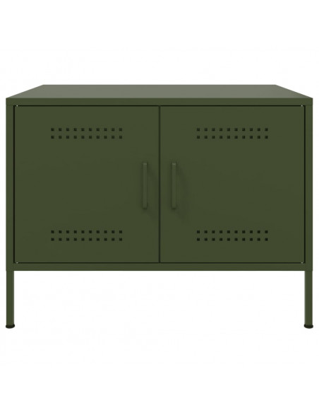 Tavolino Verde Oliva 68x50x50,5 cm in Acciaio Laminato a Freddo