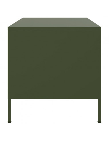 Tavolino Verde Oliva 68x50x50,5 cm in Acciaio Laminato a Freddo