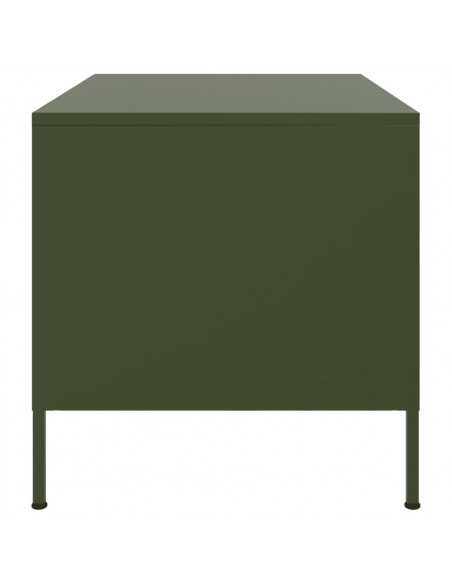 Tavolino Verde Oliva 68x50x50,5 cm in Acciaio Laminato a Freddo