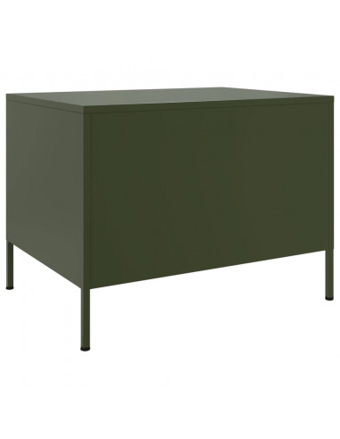 Tavolino Verde Oliva 68x50x50,5 cm in Acciaio Laminato a Freddo