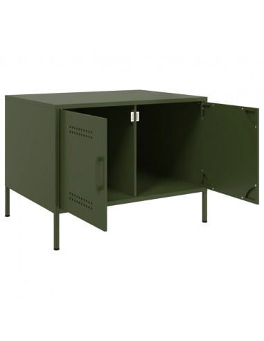 Tavolino Verde Oliva 68x50x50,5 cm in Acciaio Laminato a Freddo