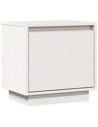 Comodino Bianco 40x30x40 cm in Legno Massello di Pino