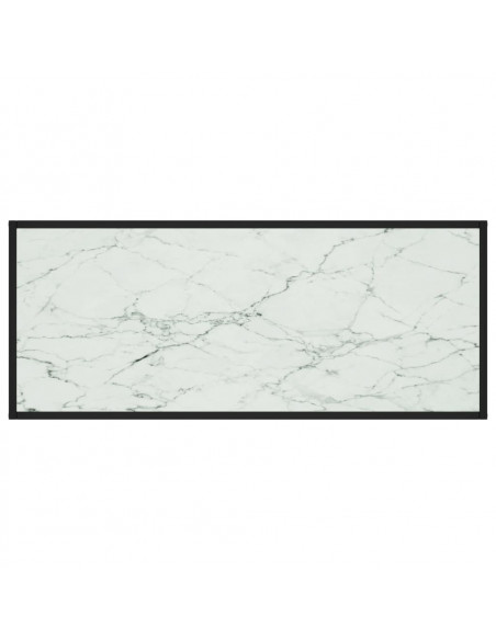 Tavolino da Salotto Nero con Vetro Marmo Bianco 120x50x35 cm