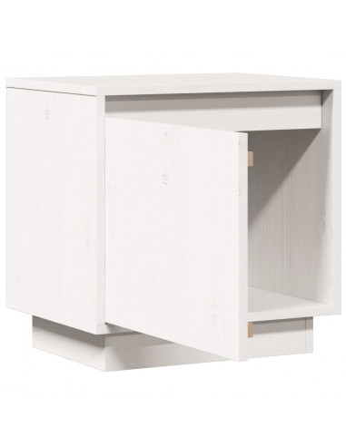 Comodino Bianco 40x30x40 cm in Legno Massello di Pino