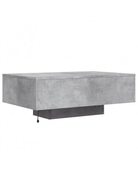 Tavolino da Soggiorno con Luci LED Grigio Cemento 85x55x31 cm