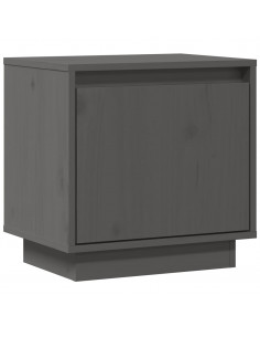 Comodino Grigio 40x30x40 cm in Legno Massello di Pino 2
