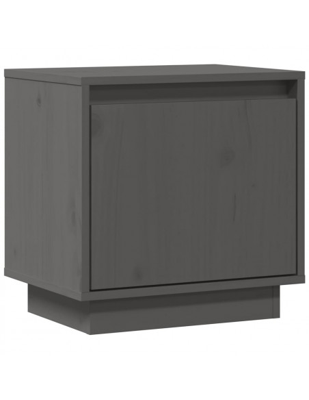 Comodino Grigio 40x30x40 cm in Legno Massello di Pino