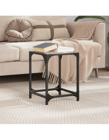 Tavolino Salotto con Piano Vetro Trasparente 30x30x40cm Acciaio