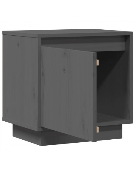 Comodino Grigio 40x30x40 cm in Legno Massello di Pino