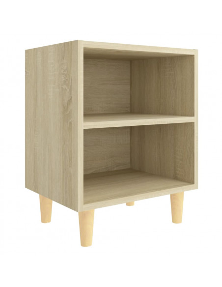 Comodini Gambe in Legno Massello 2pz Rovere Sonoma 40x30x50cm