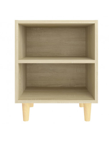 Comodini Gambe in Legno Massello 2pz Rovere Sonoma 40x30x50cm