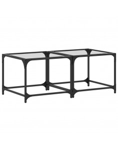 Tavolino Salotto con Piano Vetro Trasparente 50x50x40cm Acciaio 2