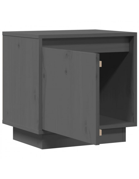 Comodini 2 pz Grigi 40x30x40 cm in Legno Massello di Pino