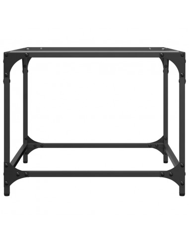 Tavolino Salotto con Piano Vetro Trasparente 50x50x40cm Acciaio