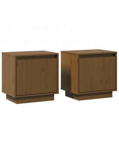 Comodini 2 pz Miele 40x30x40 cm in Legno Massello di Pino