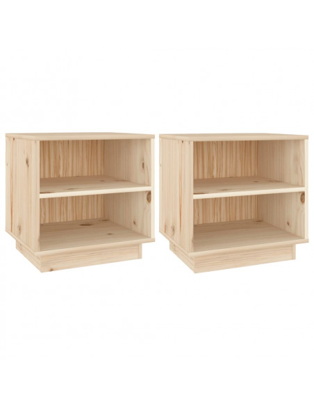 Comodini 2 pz 40x34x40 cm in Legno Massello di Pino