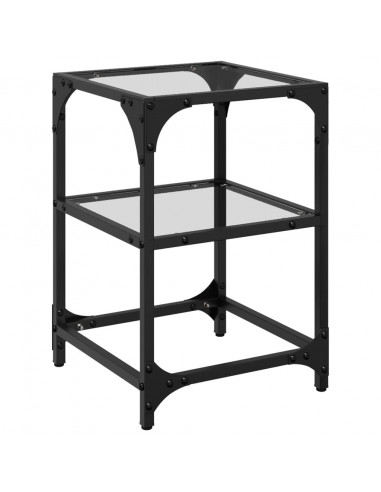 Tavolino Salotto con Piano Vetro Trasparente 30x30x45cm Acciaio