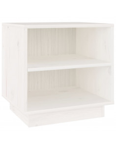 Comodino Bianco 40x34x40 cm in Legno Massello di Pino 2