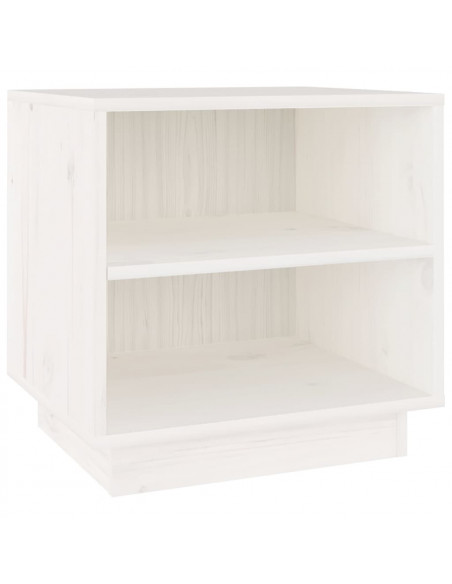 Comodino Bianco 40x34x40 cm in Legno Massello di Pino