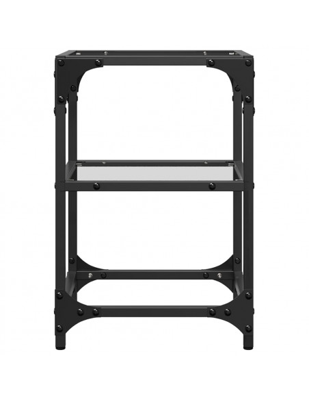 Tavolino Salotto con Piano Vetro Trasparente 30x30x45cm Acciaio