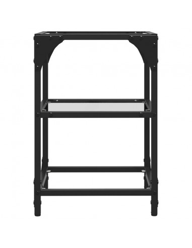 Tavolino Salotto con Piano Vetro Trasparente 30x30x45cm Acciaio