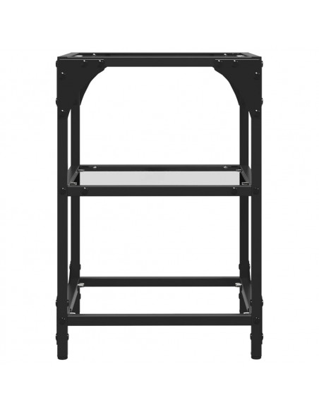 Tavolino Salotto con Piano Vetro Trasparente 30x30x45cm Acciaio