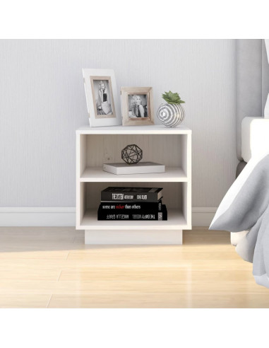 Comodini Bianchi 2 pz 40x34x40 cm in Legno Massello di Pino