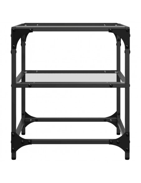 Tavolino Salotto con Piano Vetro Trasparente 40x40x45cm Acciaio