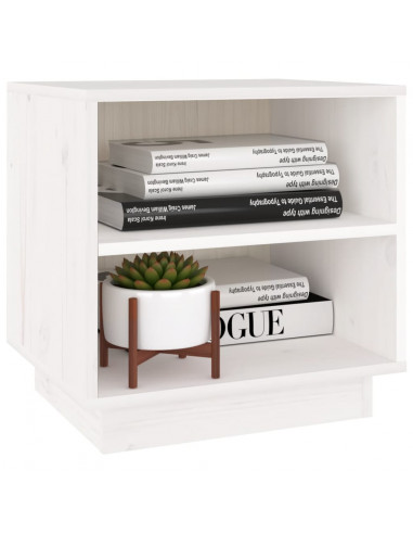 Comodini Bianchi 2 pz 40x34x40 cm in Legno Massello di Pino