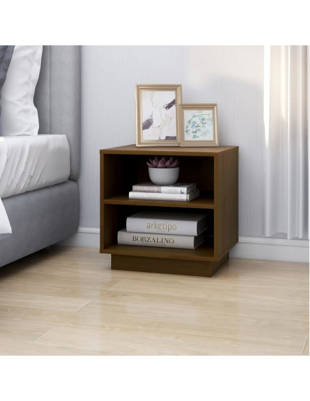 Comodino Miele 40x34x40 cm in Legno Massello di Pino