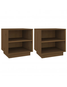 Comodini 2 pz Miele 40x34x40 cm in Legno Massello di Pino 2