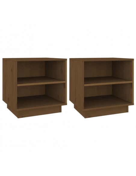 Comodini 2 pz Miele 40x34x40 cm in Legno Massello di Pino