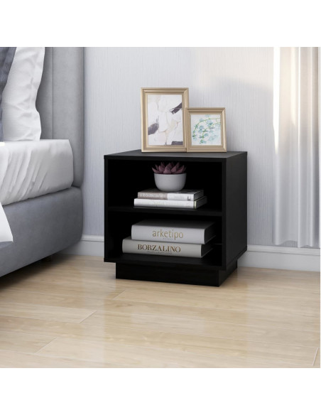 Comodini Neri 2 pz 40x34x40 cm in Legno Massello di Pino