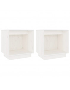 Comodini 2 pz Bianchi 40x30x40 cm in Legno Massello di Pino 2