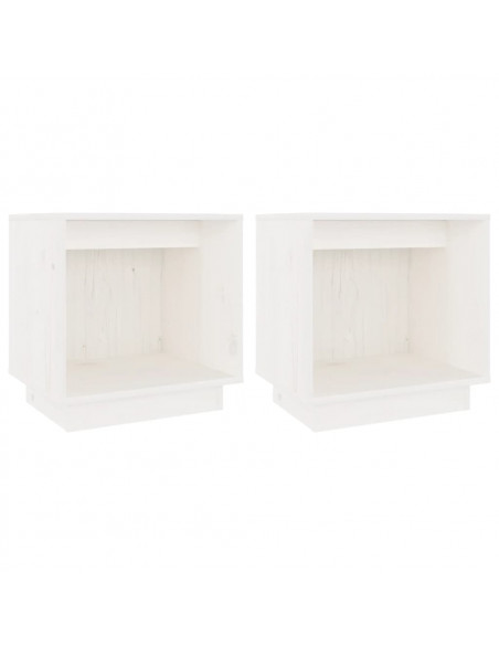 Comodini 2 pz Bianchi 40x30x40 cm in Legno Massello di Pino