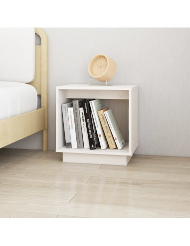 Comodini 2 pz Bianchi 40x30x40 cm in Legno Massello di Pino