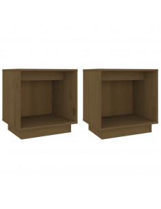 Comodini 2 pz Miele 40x30x40 cm in Legno Massello di Pino 2