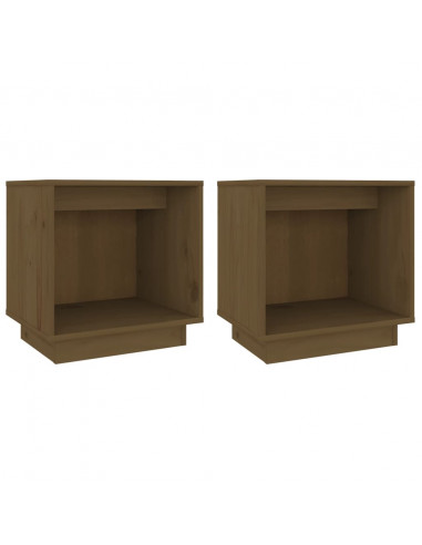 Comodini 2 pz Miele 40x30x40 cm in Legno Massello di Pino