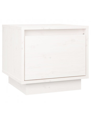 Comodino Bianco 35x34x32 cm in Legno Massello di Pino