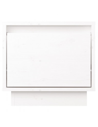 Comodino Bianco 35x34x32 cm in Legno Massello di Pino