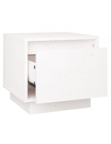 Comodino Bianco 35x34x32 cm in Legno Massello di Pino