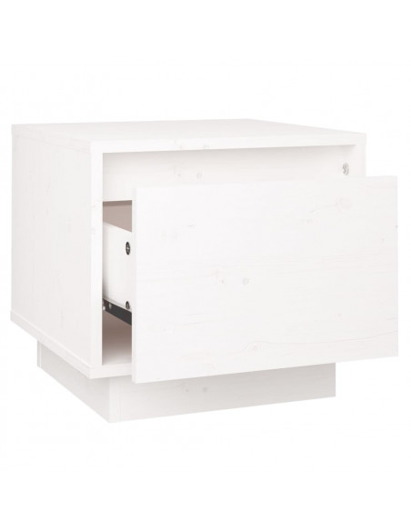 Comodino Bianco 35x34x32 cm in Legno Massello di Pino