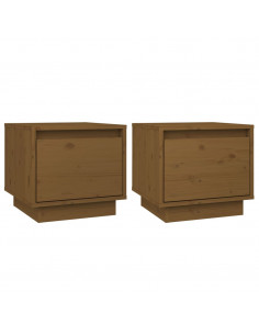 Comodini 2 pz Miele 35x34x32 cm in Legno Massello di Pino 2