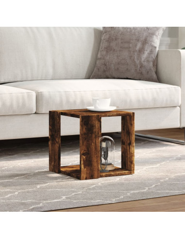 Tavolino da Salotto Rovere Fumo 32x32x30 cm Legno Multistrato